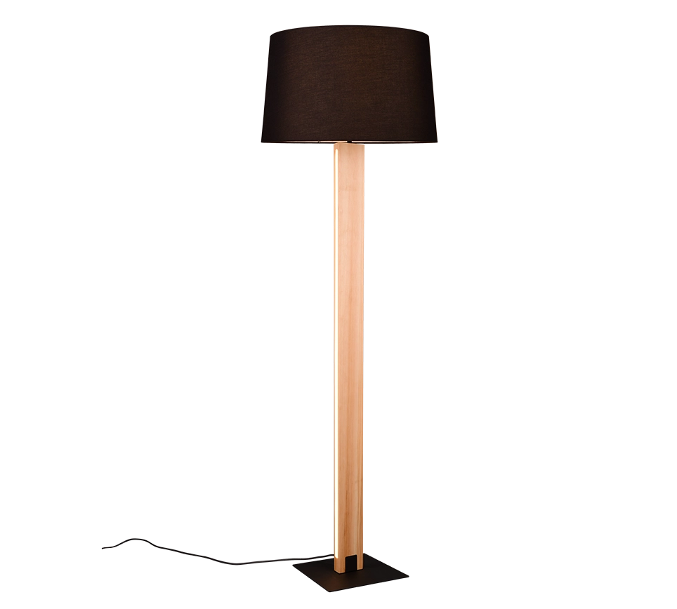 Piantana touch, metallo e legno, nero, H 150 cm, Rahul
