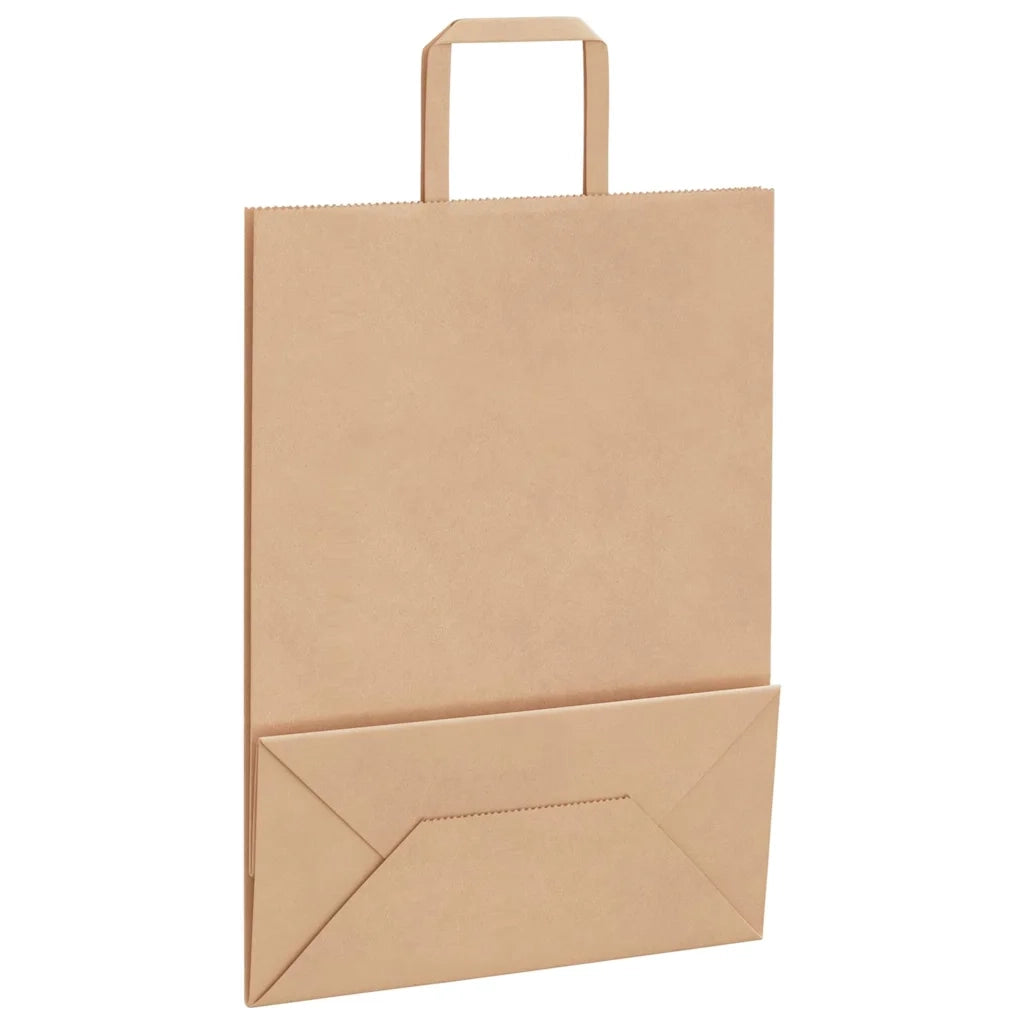 Sacchetti di Carta 250 pz con Manici Marrone 26x12x35 cm 4101814