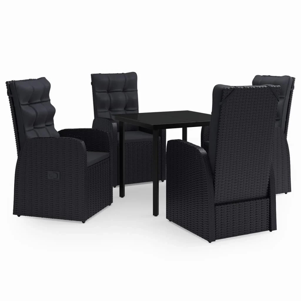 Set da pranzo da esterno nero da 5 pezzi con cuscini 02_0014158
