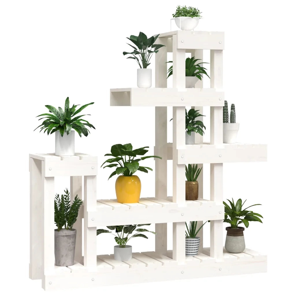 Supporto per Piante Bianco 92x25x97cm Legno Massello di Pino 822103