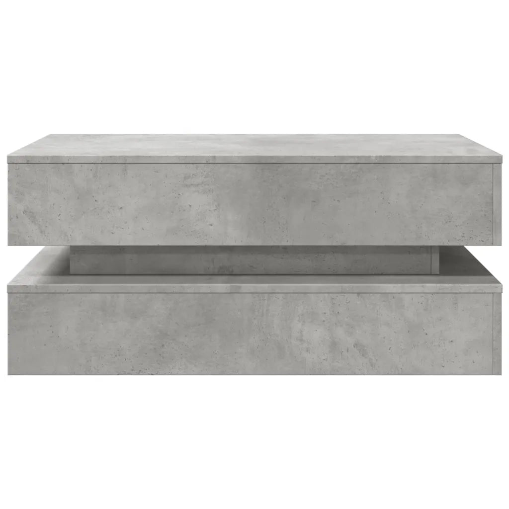 Tavolino da salotto | Tavolino da caff¨¨ | Tavolino da Soggiorno con Luci LED Grigio Cemento 90x50x40 cm