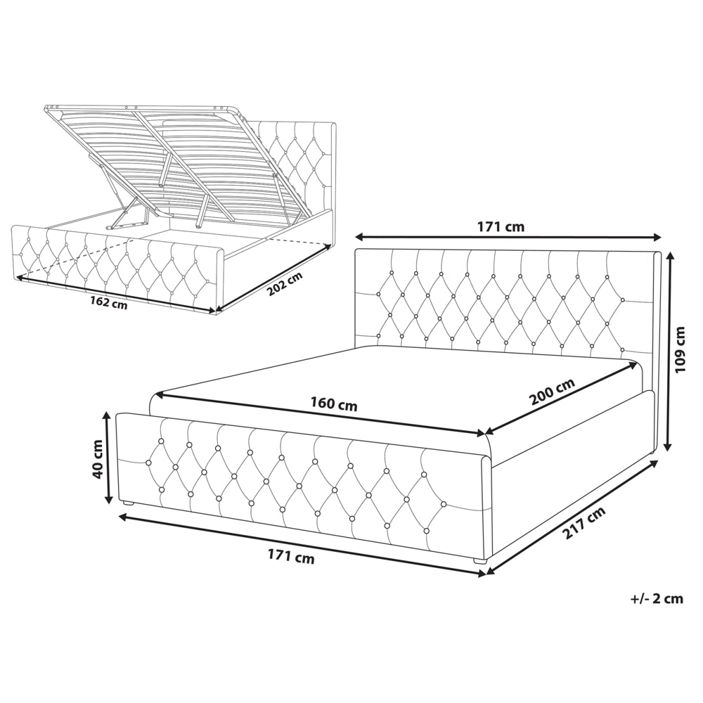 Letto Moderno Una Piazza e Mezzo con Contenitore Velluto Beige160 x 200 cm