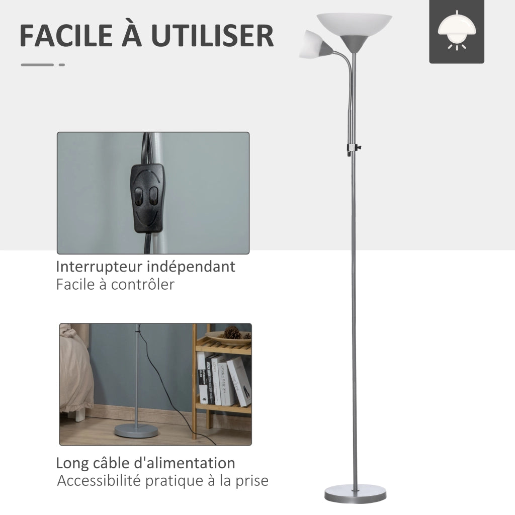 Lampada da terra con 2 teste E27 E14 ¨C Zephmum ¨C base metallo ?28x179.5 cm