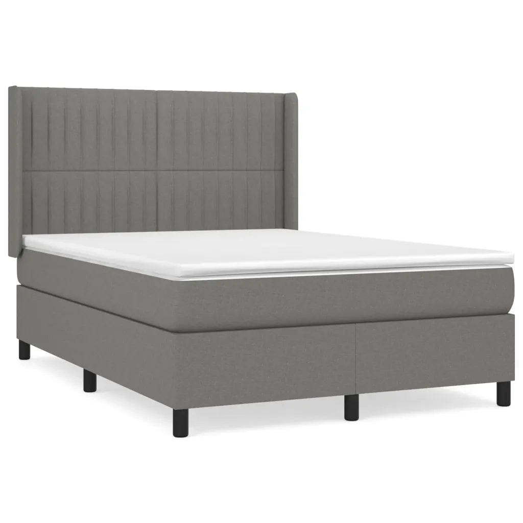 Giroletto a Molle con Materasso Grigio Scuro 140x190 cm Tessuto 3131586