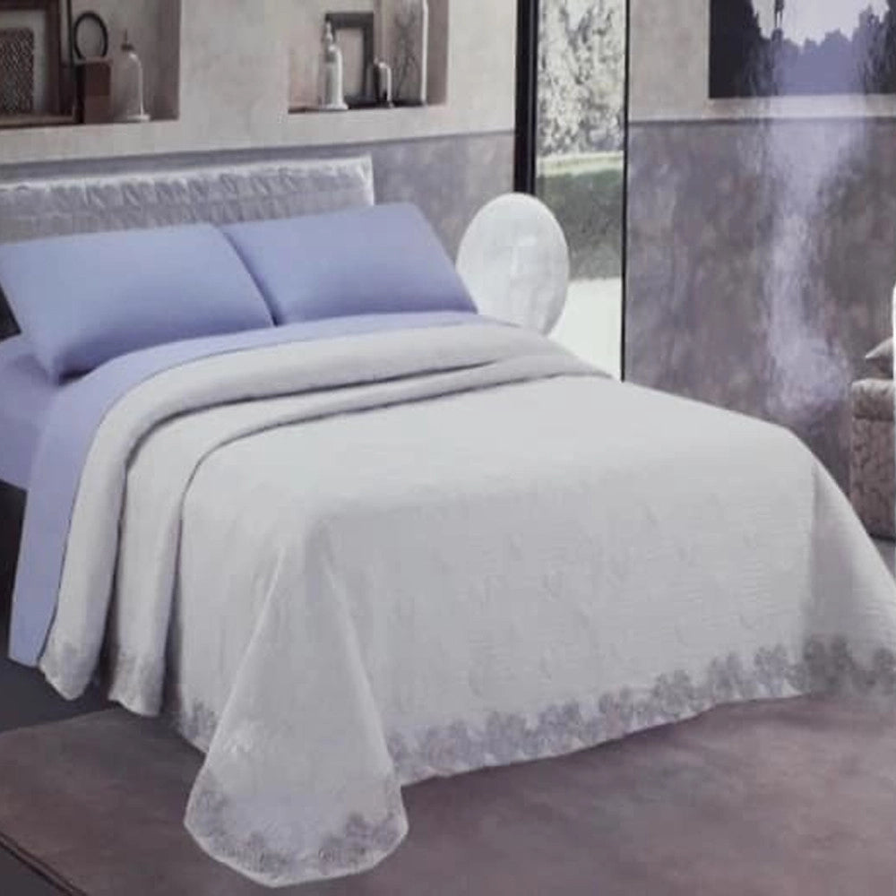 Trade Shop - Trapunta Matrimoniale Alta Qualità Con Ricamo Al Bordo Colore Fantasia Casuale -