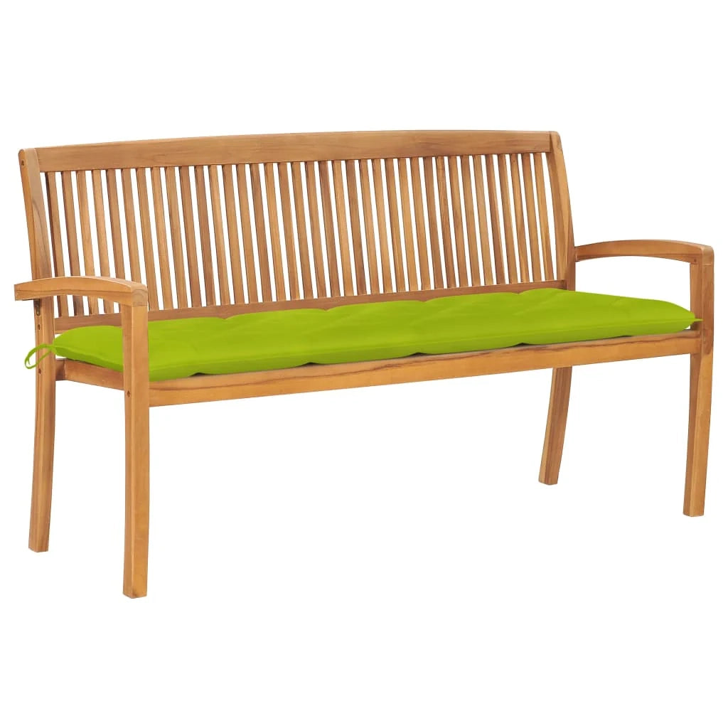 Panca da giardino mobili da esterno per patio panca da terrazza impilabile con cuscino 159 cm legno massello di teak 02_0011687