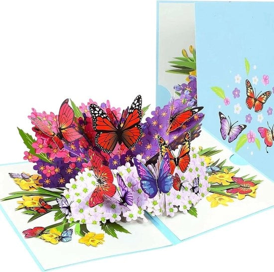 Carta pop-up con farfalle e fiori - Bellezza naturale per compleanno donna/amica