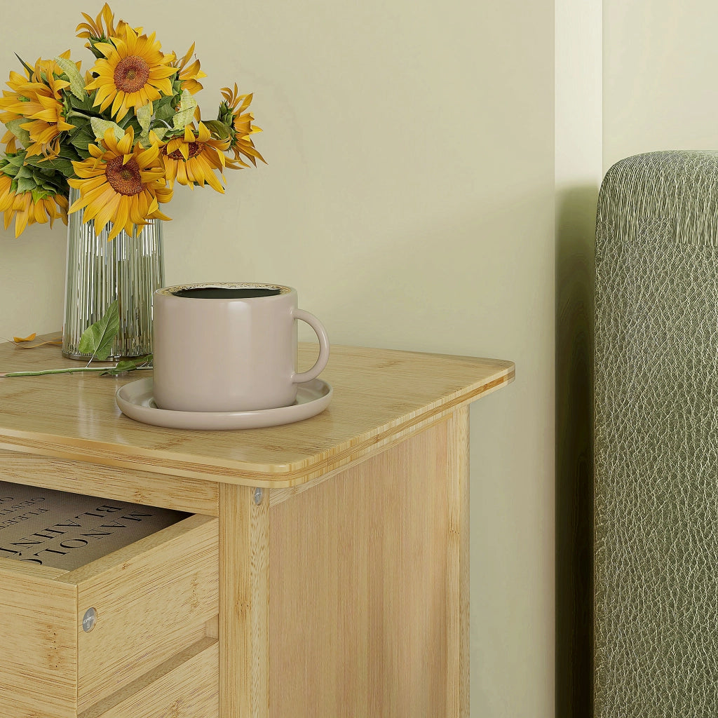 Comodino in bamb¨´ con 2 cassetti e ripiano ¨C zephmum ¨C 40x34x60 cm naturale