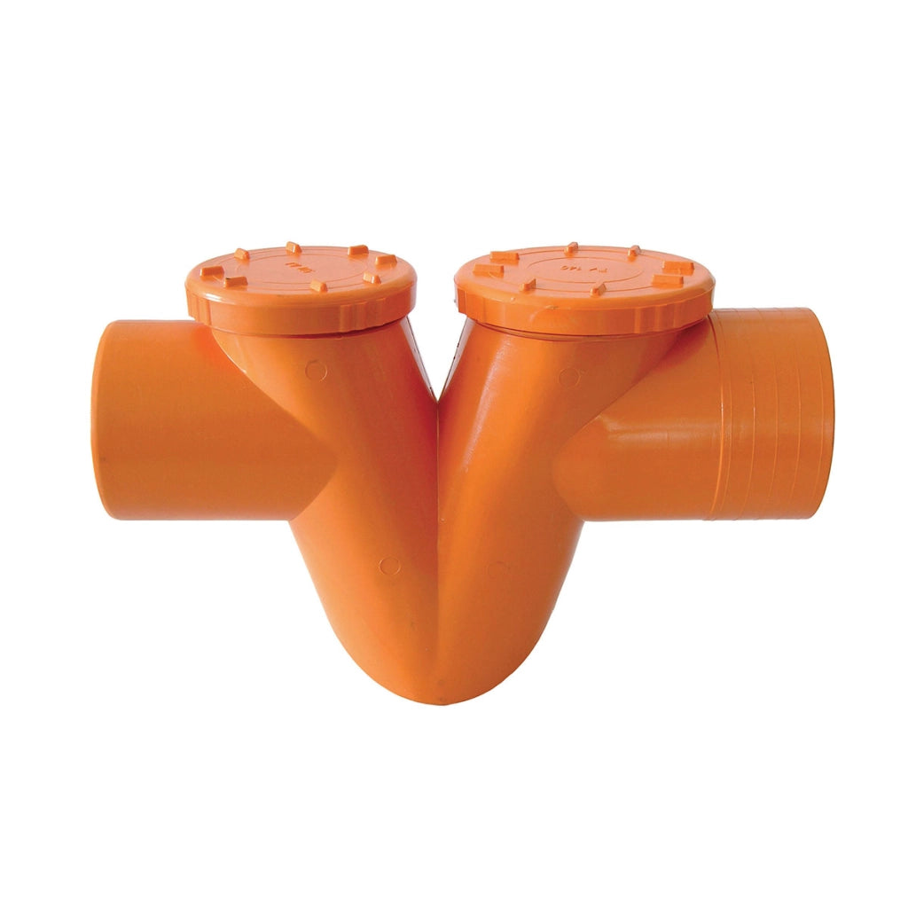 SIFONI ORIZZONTALI 2 TAPPI  IN PVC ARANCIO A   V - Diam. 125- ESCLU- pezzi 1