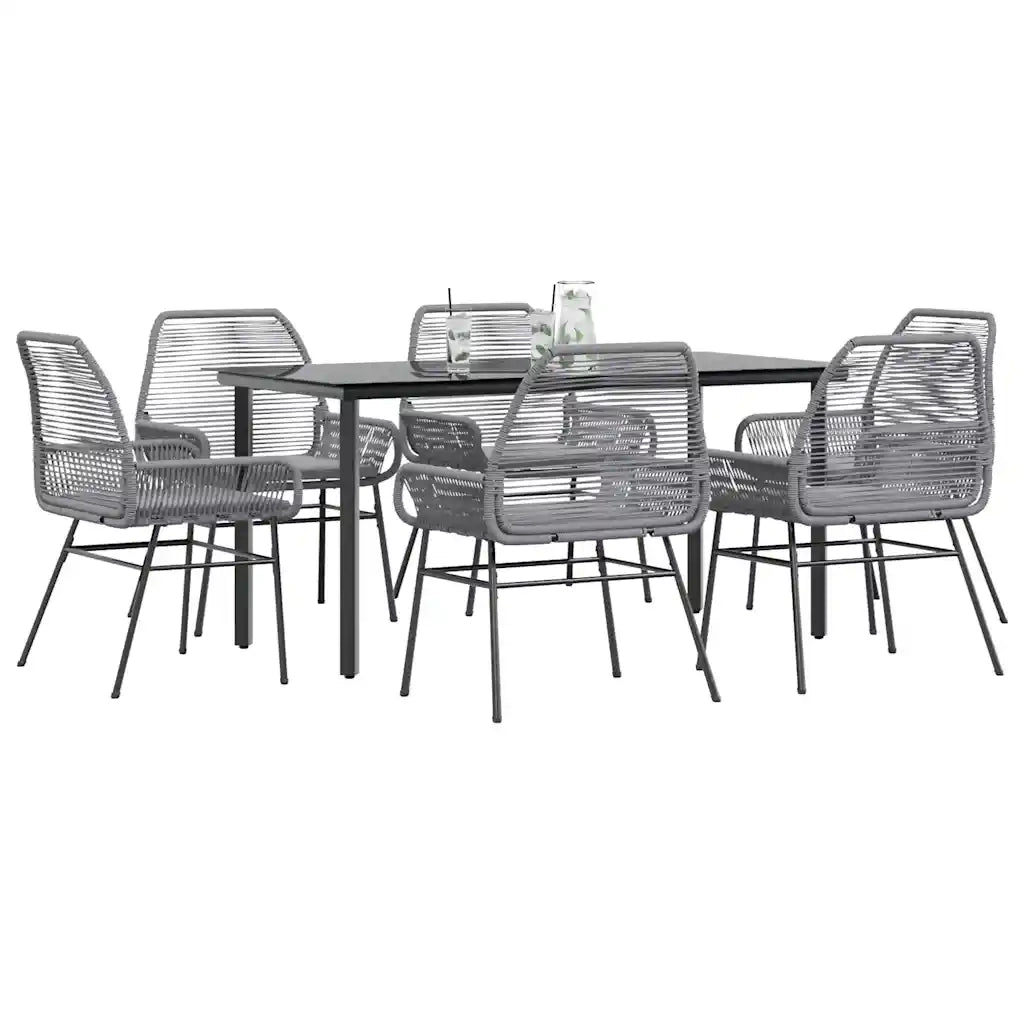 Set da Pranzo da Giardino 7 pz con Cuscini Polyrattan Vetro 3334580