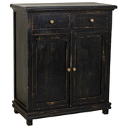 Mobile da ingresso in legno rifinito artigianalmente con 2 ante e 2 cassetti nero 85x40x100