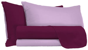 Set Lenzuola Sopra Sotto e Federe Doubleface Lilla/Prugna Singolo
