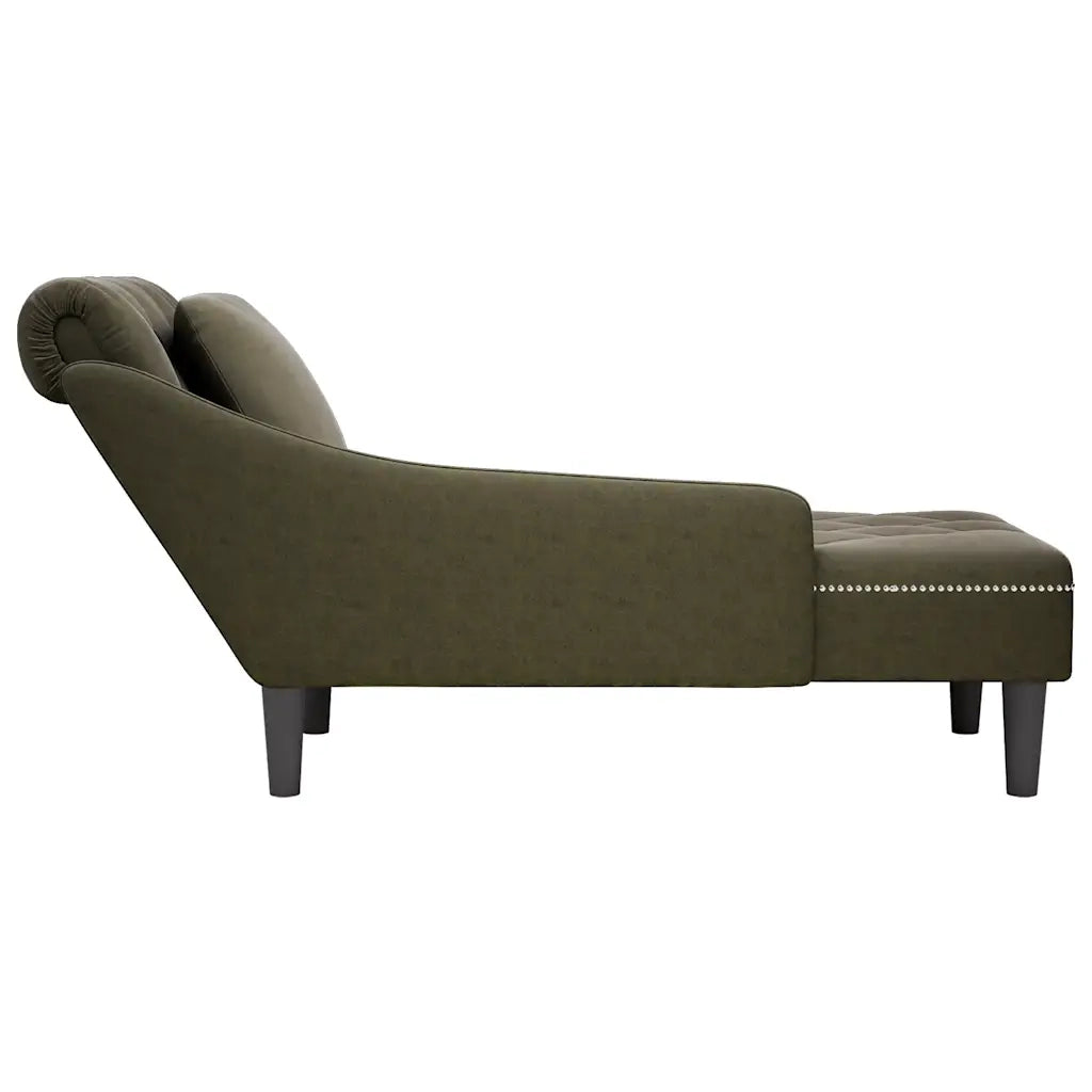 vidaXL Sdraio con Cuscino e Bracciolo Destro Similpelle Verde Militare