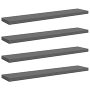 4 pz Scaffali a Parete | Ripiano a parete | Mensole a Parete Grigio Lucido 120x23,5x3,8 cm in MDF