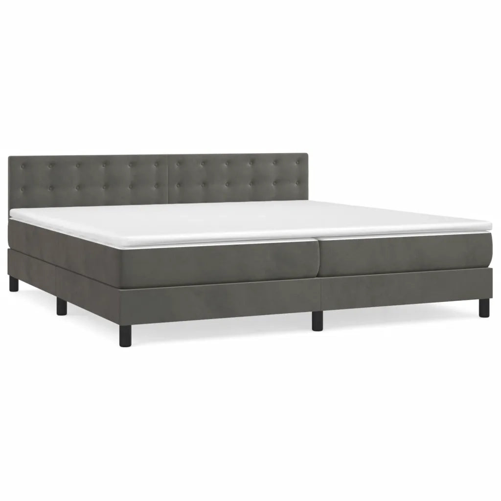 Giroletto a Molle con Materasso Grigio Scuro 200x200 cm Vellutocod mxl 75692