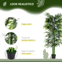 Pianta di Bambù Artificiale in Vaso da 180cm per Interni ed Esterni