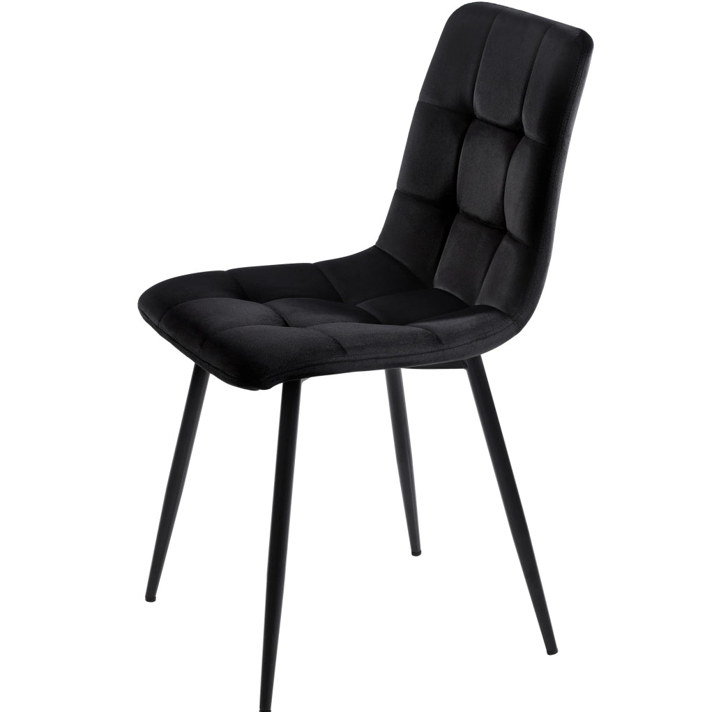 Set 4 sedie da pranzo in velluto nero con gambe in metallo