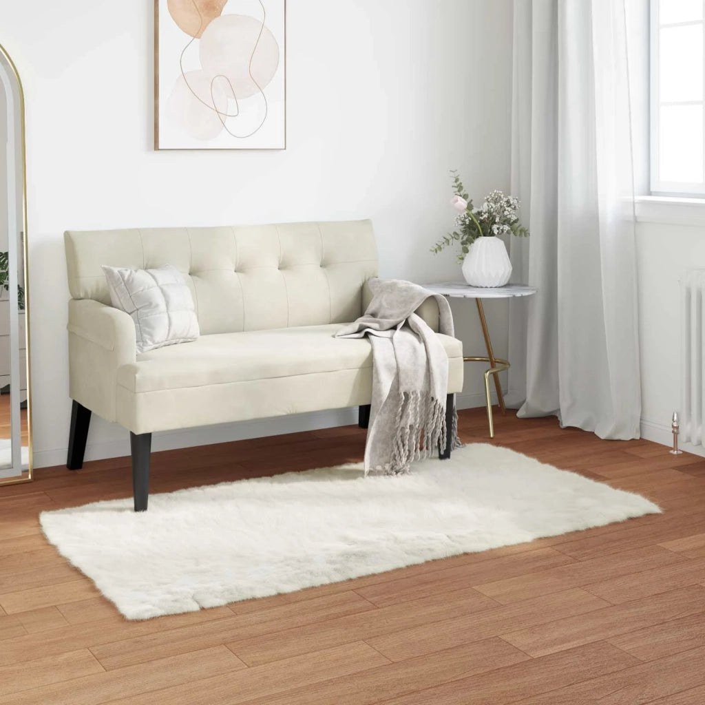 Tappeto in finta TAFALLA | Tappeto del soggiorno Bianco 60 x 110 cm Poliestere