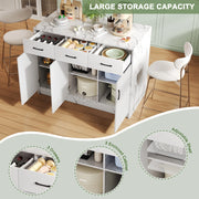 Isola Cucina con 3 Cassetti e 3 Ante ¨C MINIMAL ¨C Effetto Marmo Bianco, 120x60x90,5 cm