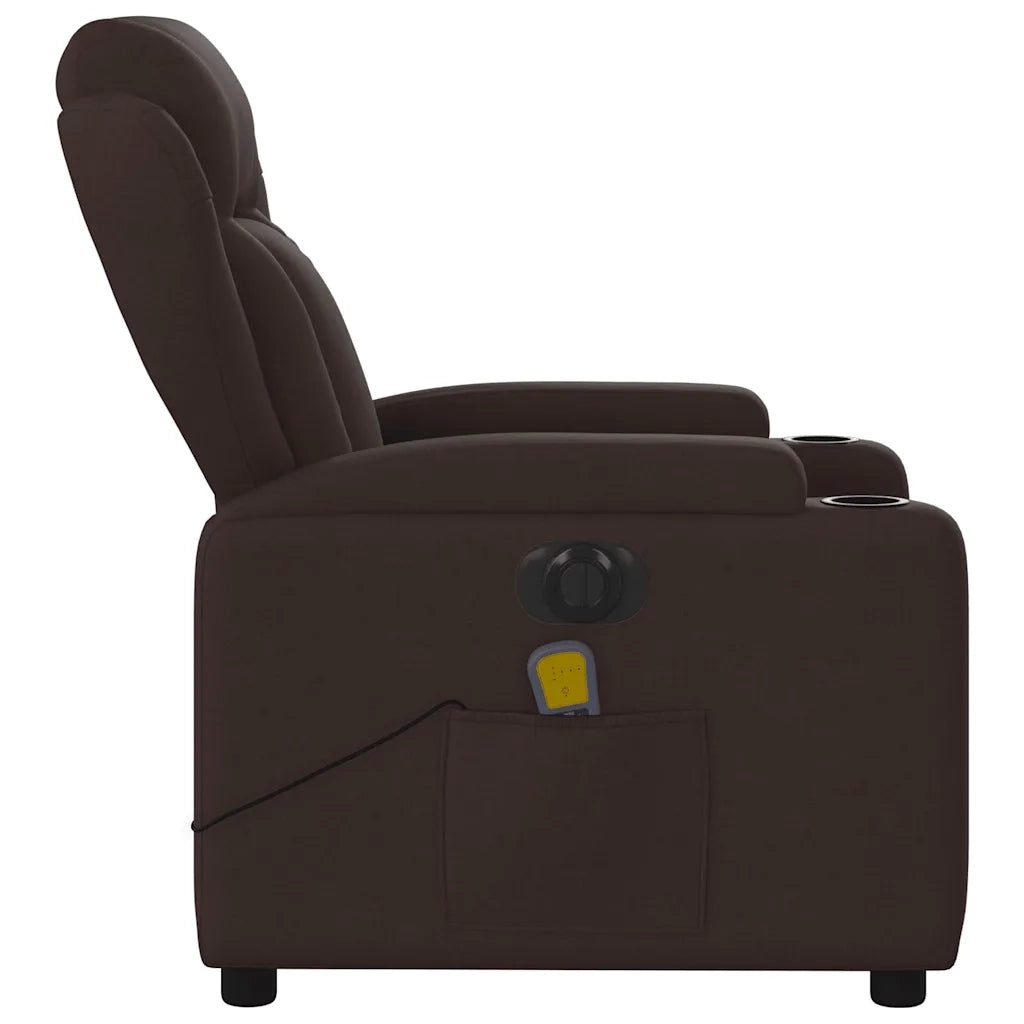 Poltrona Massaggio Reclinabile Elettrica Marrone Scuro Tessuto 3204475