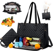 Borsa per laptop per donne, borsa con compartimento isolato per laptop 15,6 pollici, borsa isolata, grande borsa con compartimento per pasti, combinazione borsa per laptop e borsa a mano 2-in-1