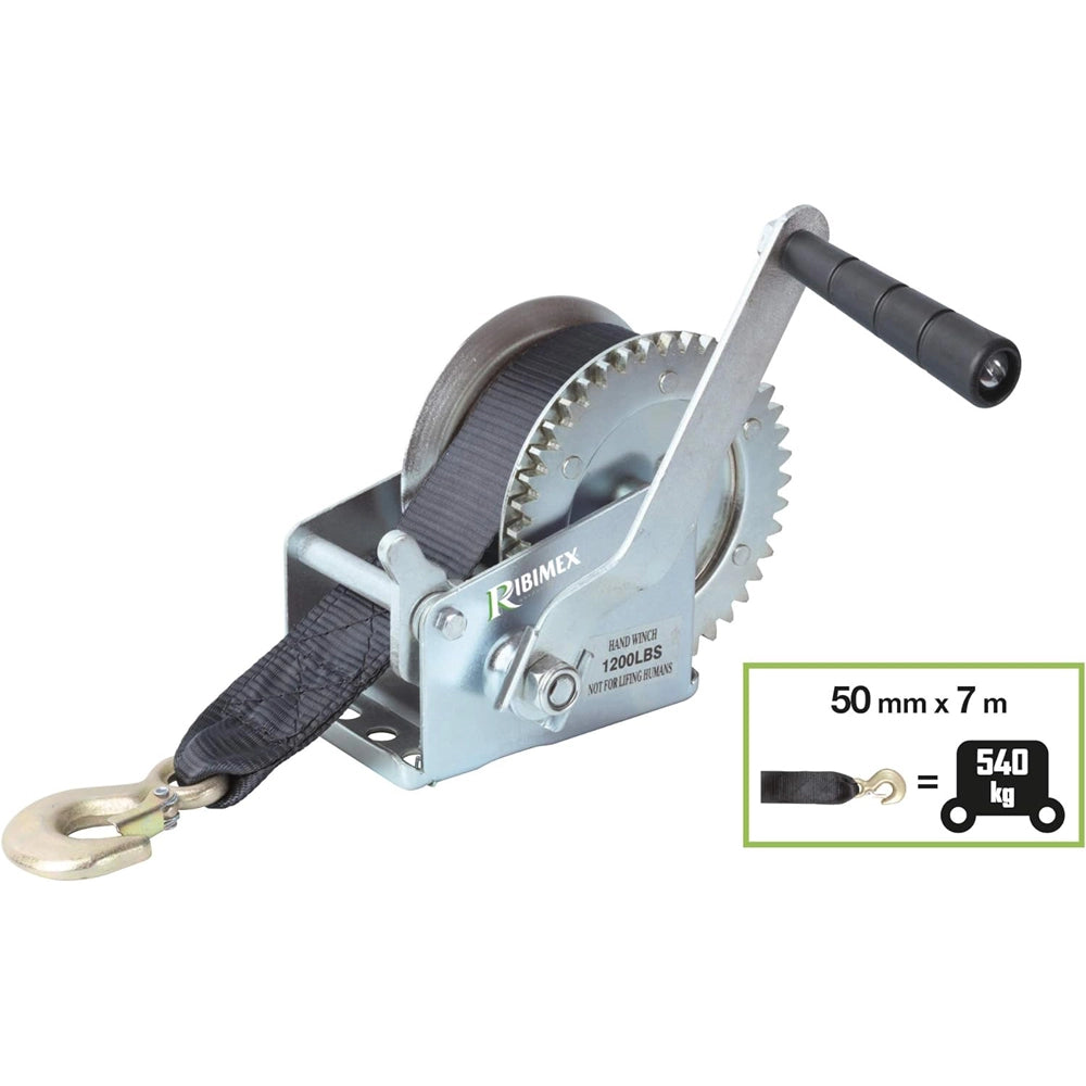 VERRICELLO MANUALE A CINGHIA 7mt ARGANO PARANCO PORTATA MAX 540KG RIBIMEX PRTRM540S