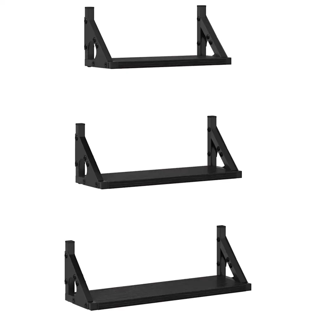 Scaffale da parete Montaggio a parete 3 pcs Rovere Nero 869098