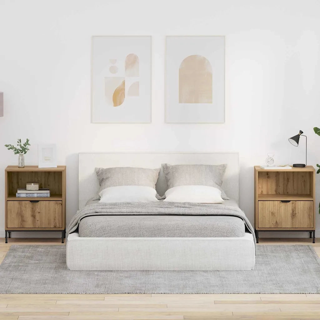 Armadio da Notte 2 pcs rovere artigianale 49 x 36 x 61 cm