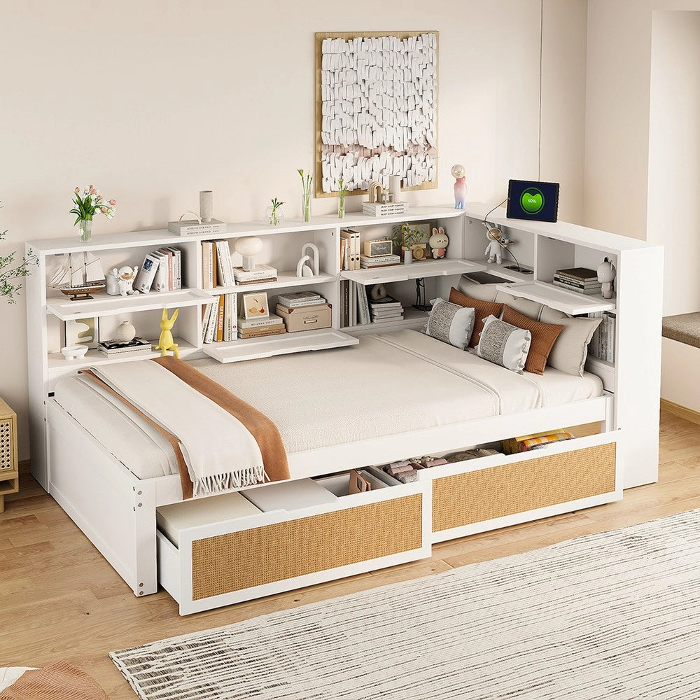 Letto Singolo con Cassetto e Contenitore in Legno Massello ¨C MINIMAL ¨C Bianco 90x200