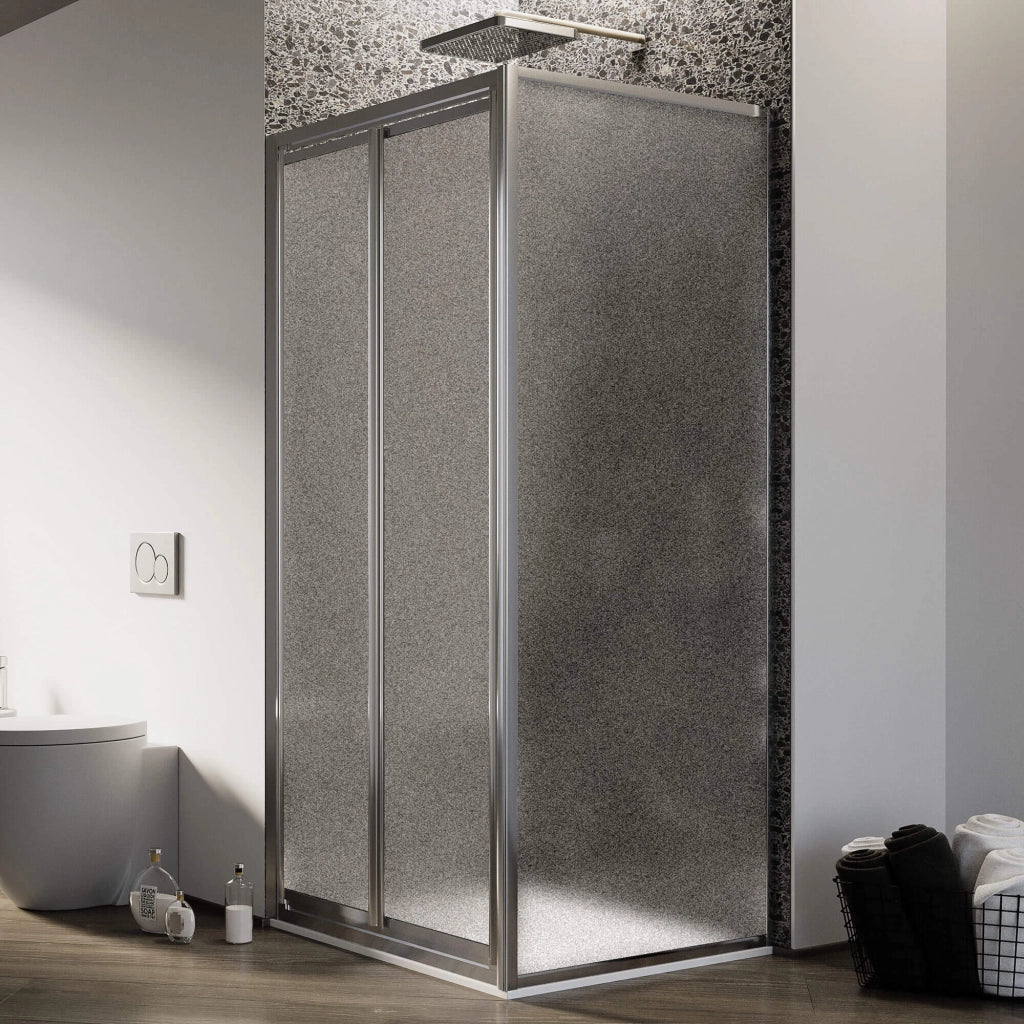 Box Doccia Angolare 70x90 cm 2 Ante Battenti in Cristallo Opaco 4-6mm H185 Fosterberg Skagen Duo