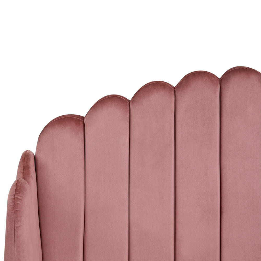 Letto matrimoniale con rete in velluto rosa 120 x 200 cm gambe in metallo testata retro capitonné