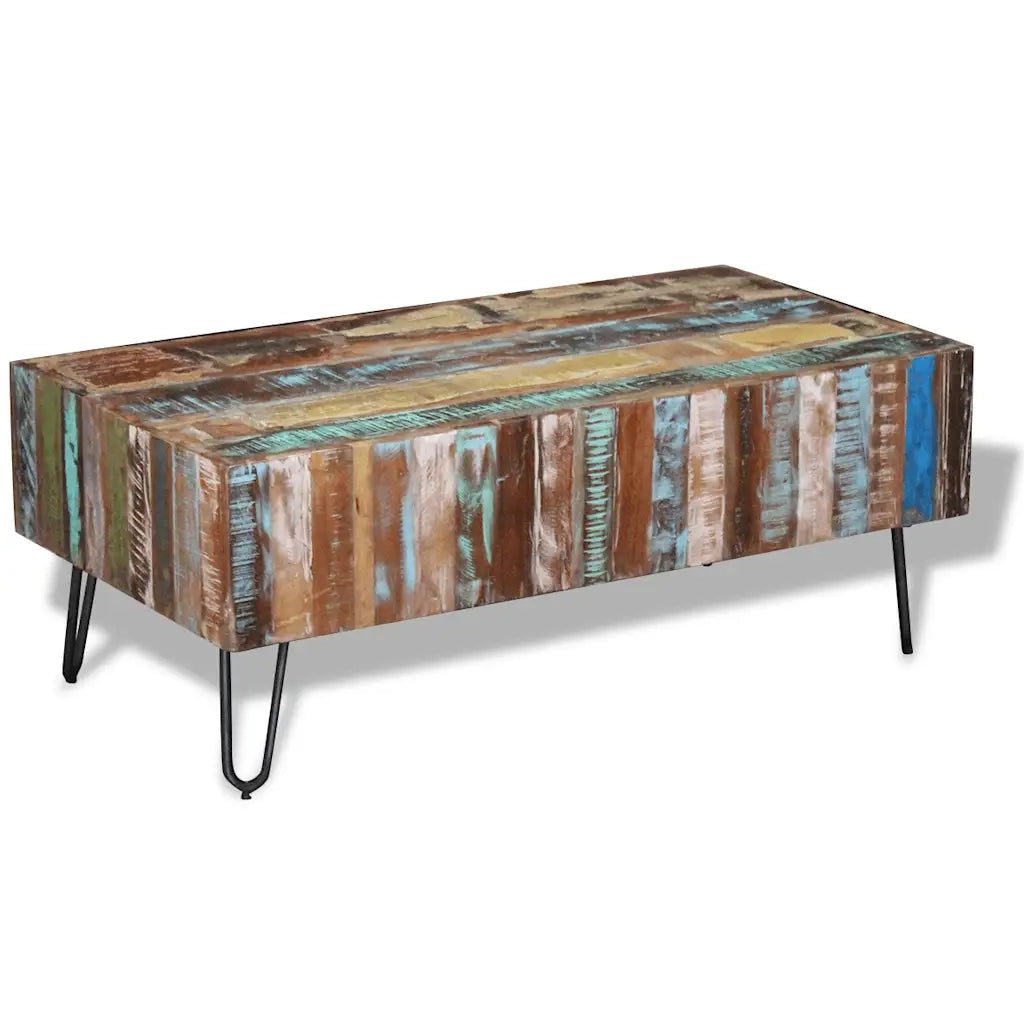 Tavolino da Salotto in Legno Massello Anticato 100x50x38 cm 243455