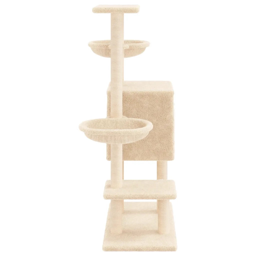 Albero per Gatti con Tiragraffi in Sisal Crema 117 cm 172118