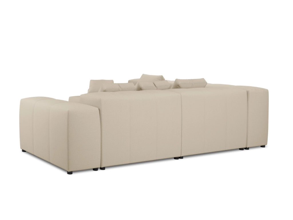 Cosmopolitan Design - Divano angolare modulare reversibile "Rome" 7 posti in tessuto strutturato beige 