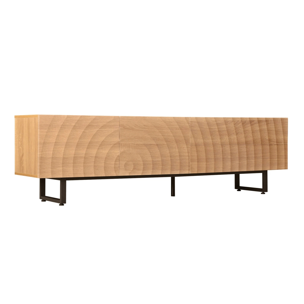 Mobile TV ULEVR 180x38x51,5 cm con 2 ante, 2 cassetti e passacavi, naturale