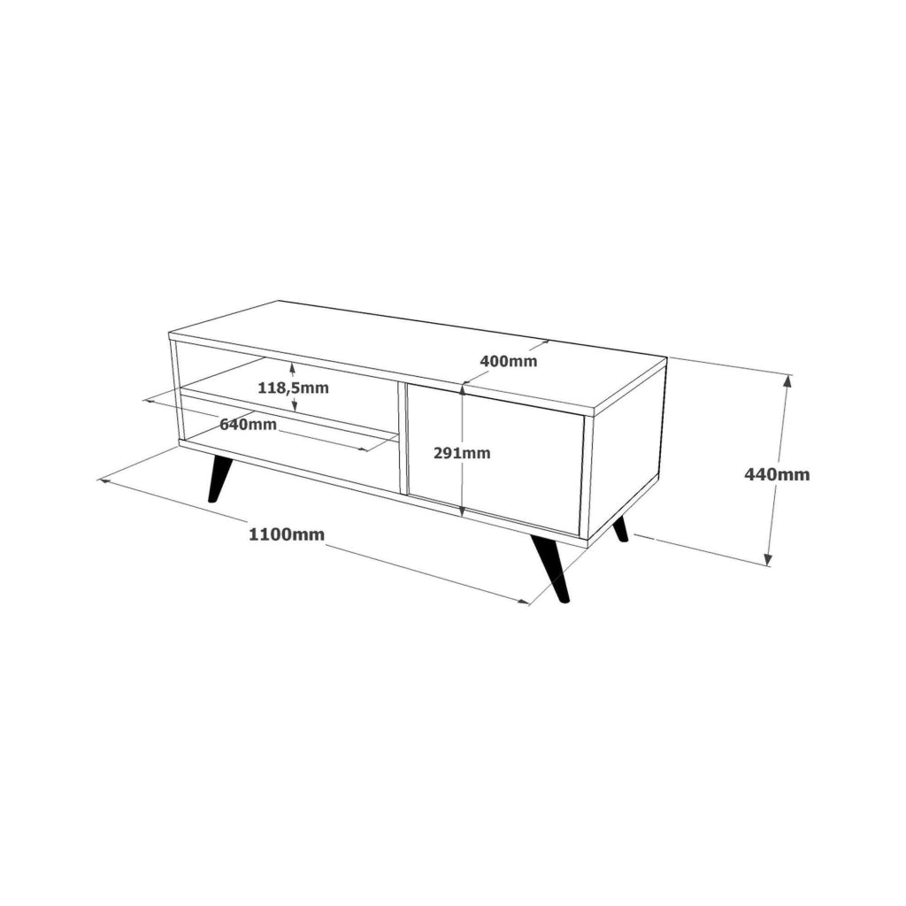 Mobile porta TV Max, Credenza da soggiorno, Armadio basso per TV, Base parete attrezzata, 110x40h44 cm, Quercia