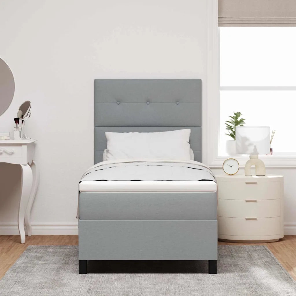 Letto a molle con materasso Grigio chiaro 100 x 200 cm Tessuto 3339364