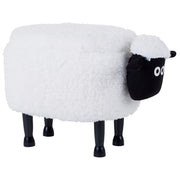 Pouf animaletto Sgabello per bambini Poggiapiedi in pelliccia sintetica bianco con gambe in legno portaoggetti Seggiolino per bambini