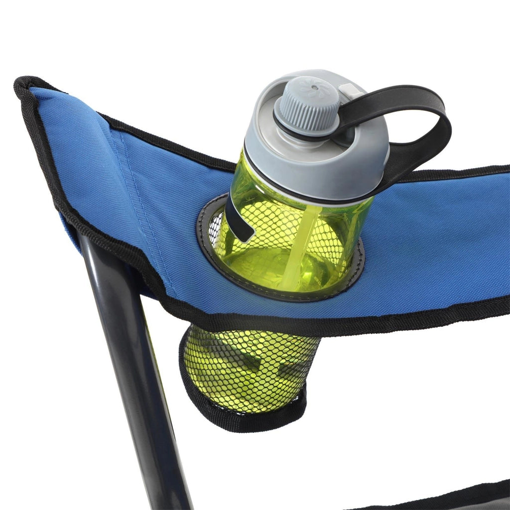 Sedia da campeggio pieghevole seduta comoda con imbottitura in schiuma e portabottiglie carico massimo 250 kg blu 12_0001550