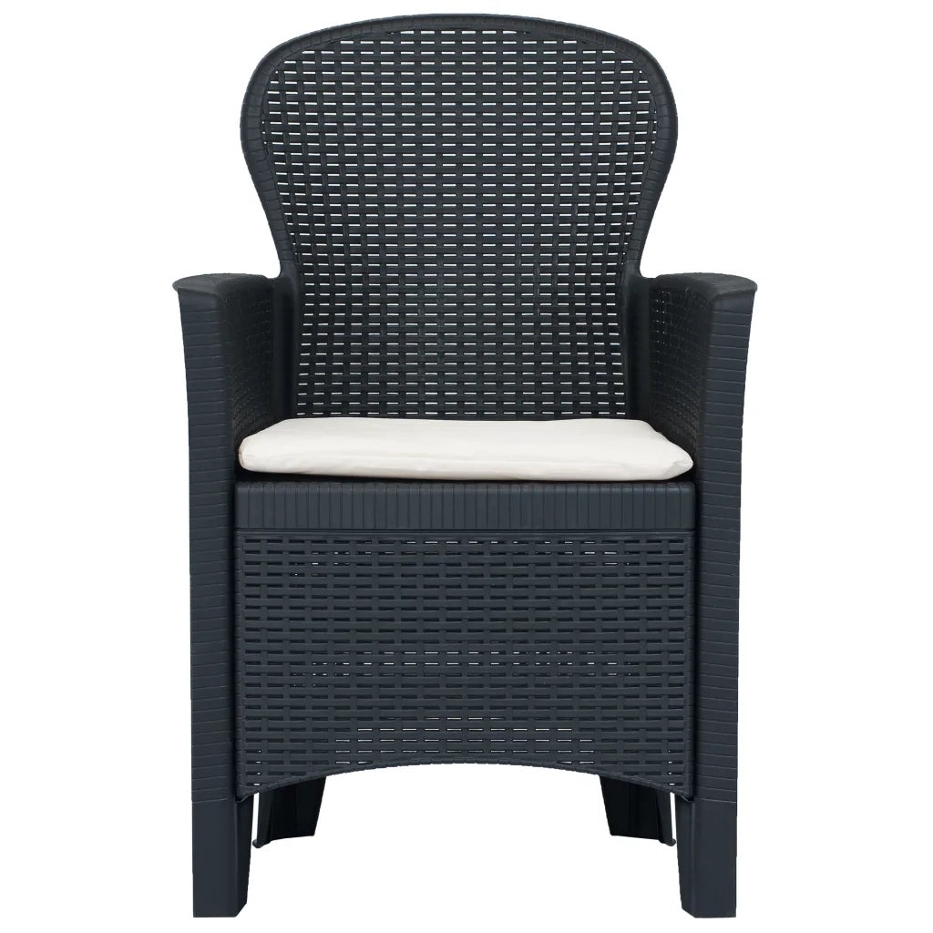 Set da Bistrò 3 pz in Plastica Stile Rattan Antracite 276113