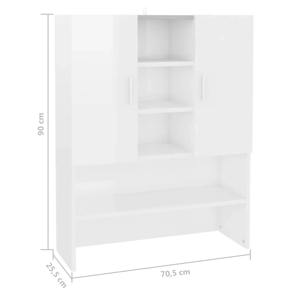 Mobile per Lavatrice Bianco Lucido 70,5x25,5x90 cm 808392
