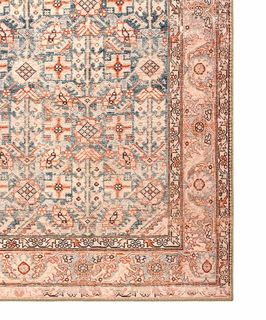 Tappeto arredo casa ORIENTAL HERAT AZZURRO CREMA cm.190x290 riproduzione disegno persiano classico in stile vintage. Tappeto lavabile per salotto, soggiorno, camera da letto.