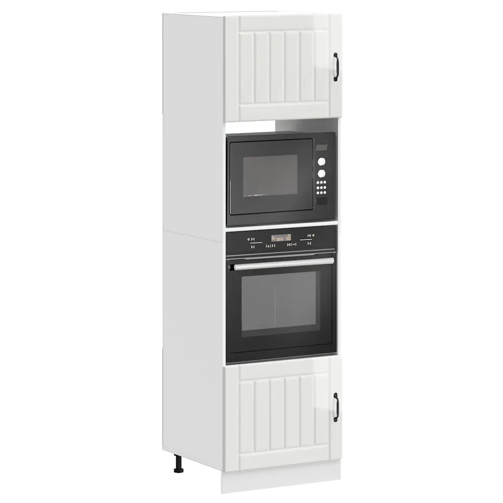 Pensile da cucina | Armadi Forno 2 pz Lucca Bianchi Lucido in Legno Multistrato