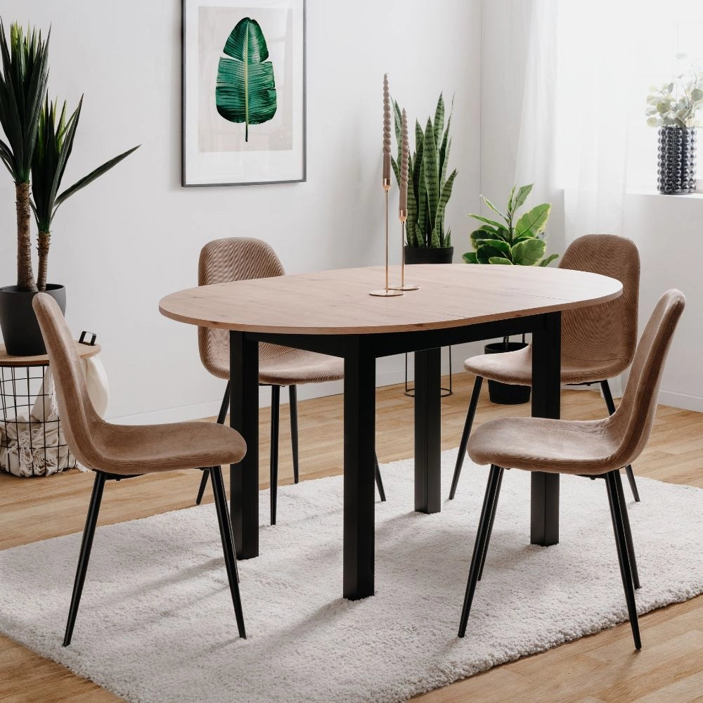 Tavolo rotondo allungabile Coburg100 100x100x76H colore quercia e nero