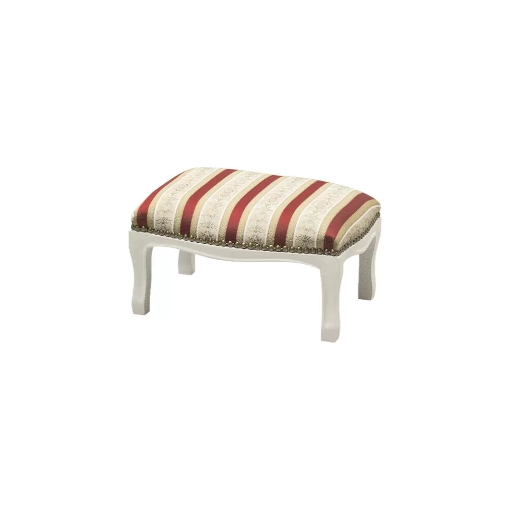 Poggiapiedi imbottito tessuto rosso legno shabby bianco 30x20x10 - Mobili 2G