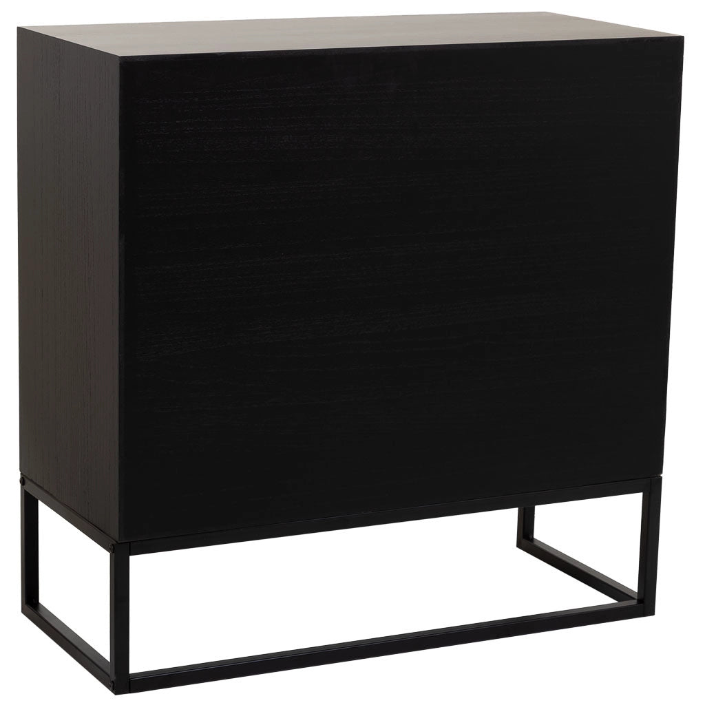 Mobile da ingresso in legno e metallo con 1 anta e 3 cassetti marrone 80x34x80