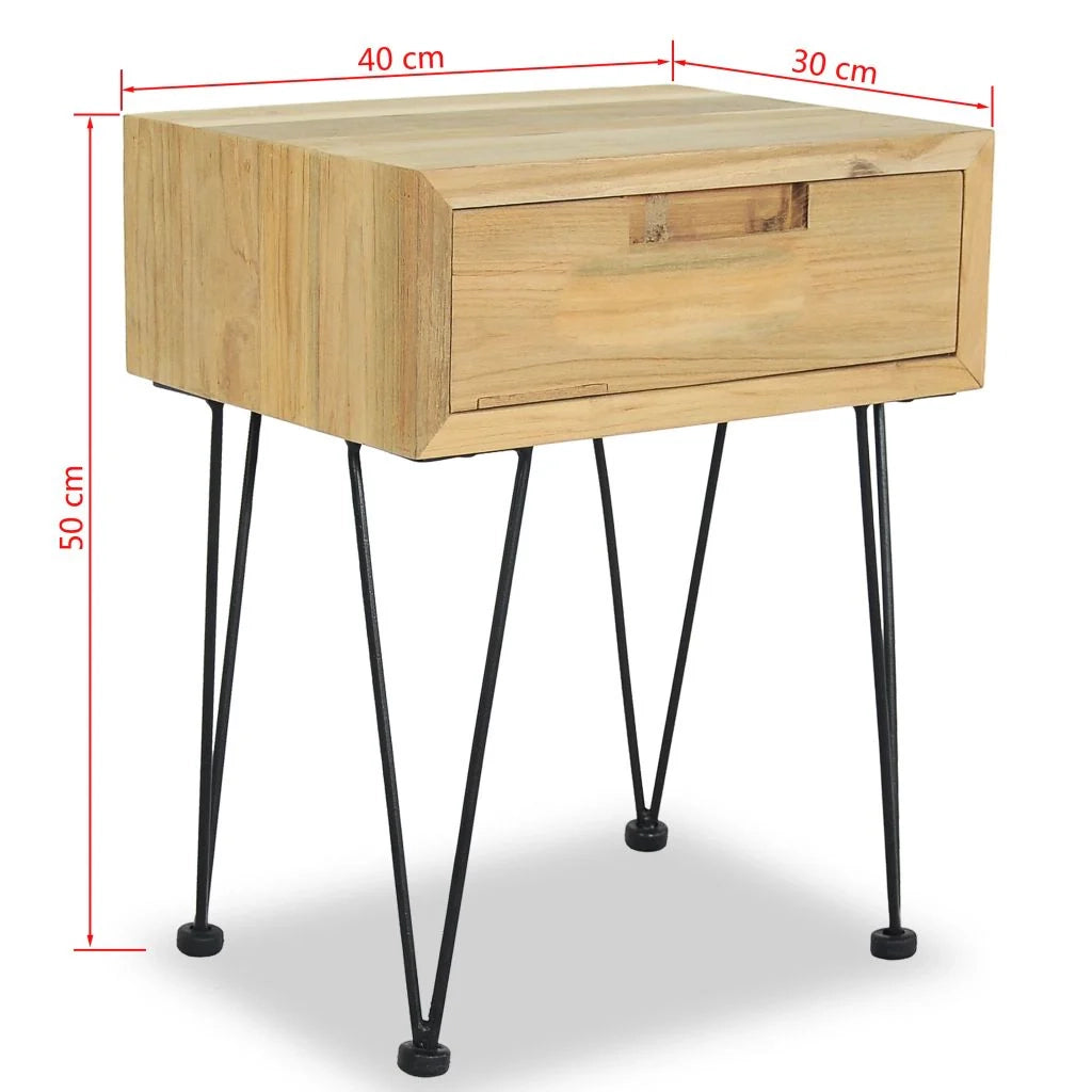 Comodino, cassettiera, mobile per camera da letto, 40 x 30 x 50 cm, teak 1402043
