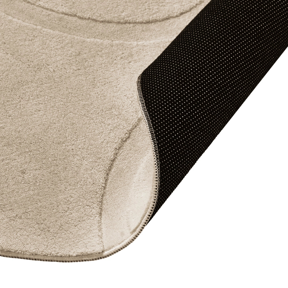 Tappeto da salotto moderno in tessuto jacquard, 160 cm, forma rotonda, pelo corto, beige, Stile Moderno