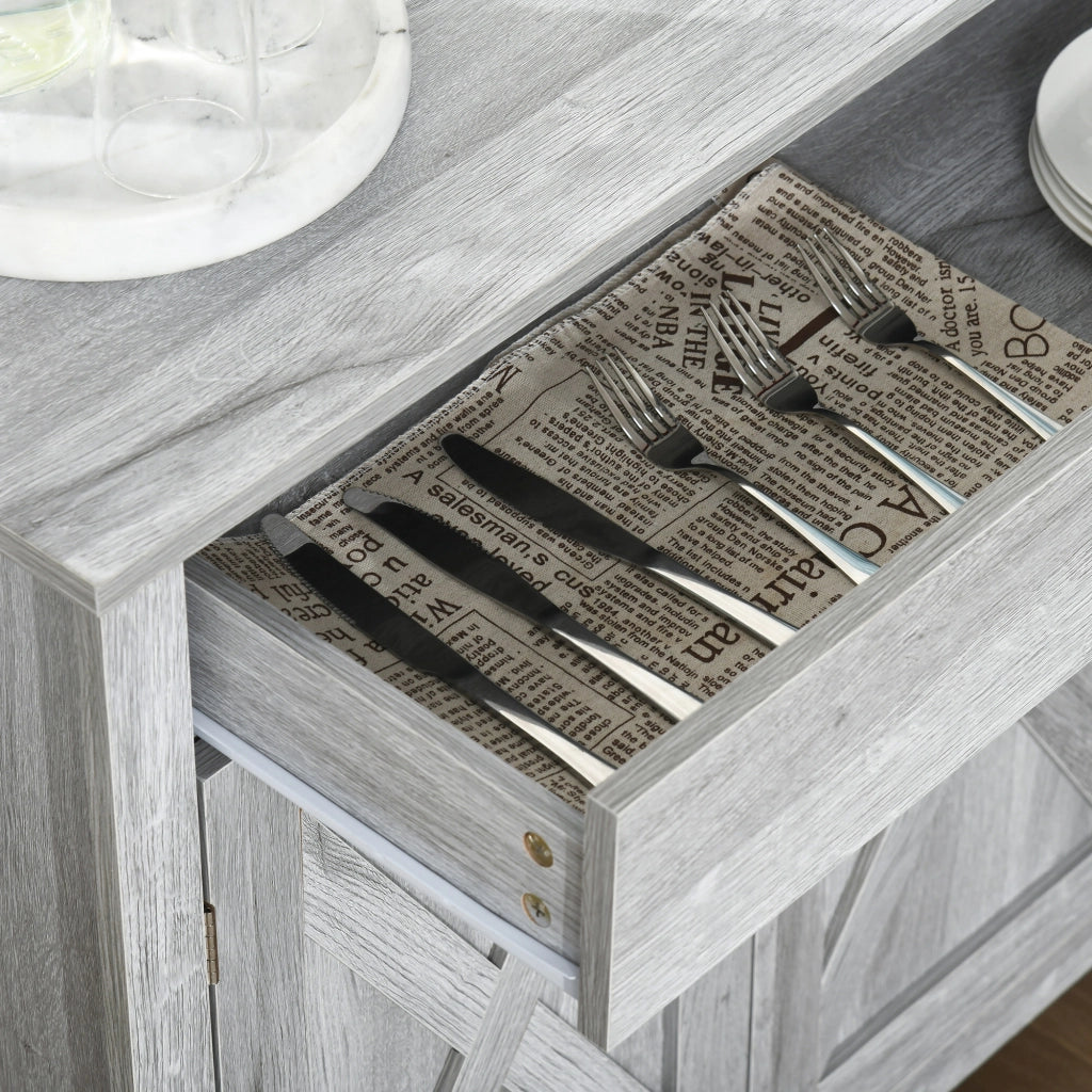 Credenza Cucina Country con Armadietto 2 Ante e Cassetto ¨C zephmum ¨C 80x39.7x80cm, Grigio