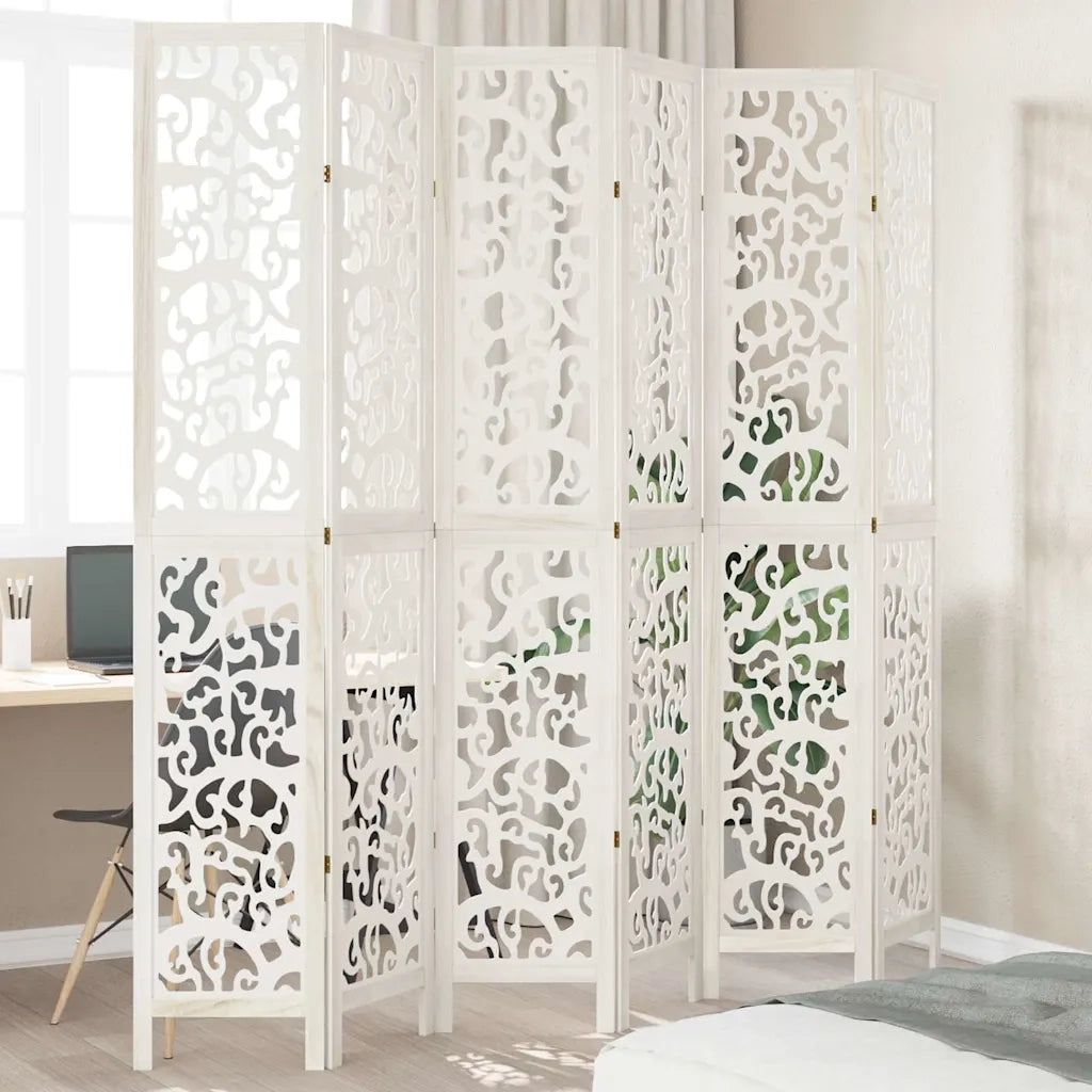 Divisorio Ambienti | Divider per stanze | Paravento 6Pannelli Bianco Legno Massello di Paulownia